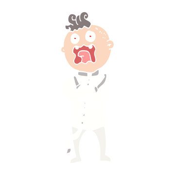 flat color illustration cartoon mad man