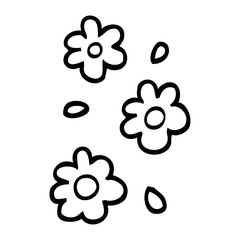 black and white cartoon flower heads