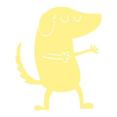 flat color illustration cartoon happy dog