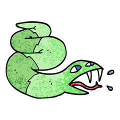 grunge textured illustration cartoon hissing snake