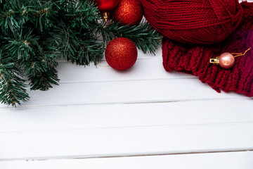 yarn for knitting. New Year's and Christmas