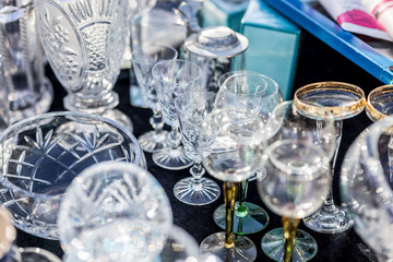 Dishes on car-boot sale in London