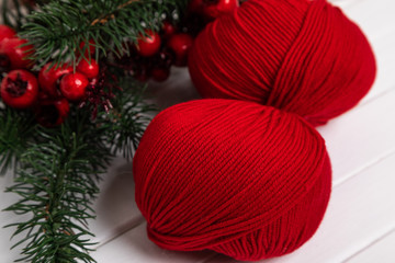 пряжа для вязания. Новый год и Рождество