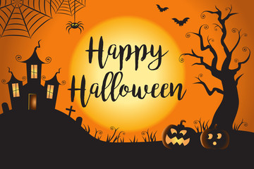 Happy Halloween Spooky Nighttime Scene Horizontal Background 1 - Powered by Adobe