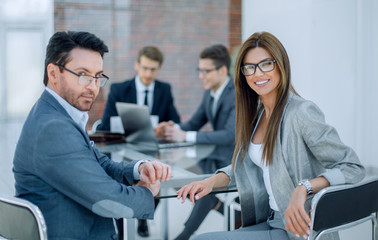 business partners sitting at the office Desk