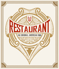 Logo template elegant with ornament lines. Sign for Restaurant or other business
