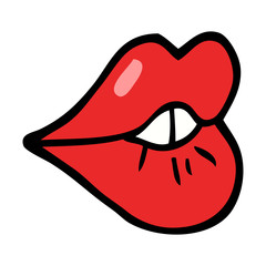 hand drawn doodle style cartoon pouting lips