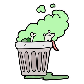 hand drawn doodle style cartoon smelly garbage can