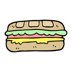 hand drawn doodle style cartoon tasty sandwich