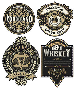 Set of 4 labels or badges for packing