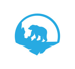 animal bear on park land vector illustration logo design
