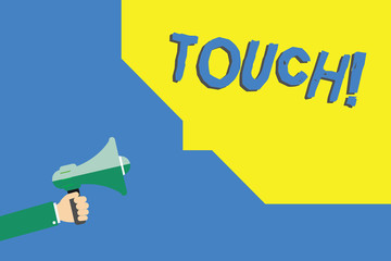 Handwriting text writing Touch. Concept meaning handle in order to interfere with alter affect Contact with Smartphone.