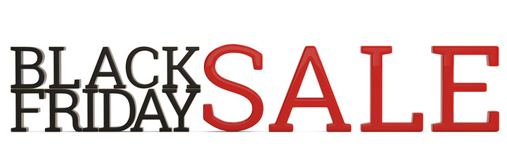 Black friday sale word isolated on white background 3D illustration.