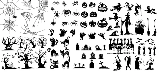 Fototapeten Big collection of Happy Halloween Magic collection, Hand drawn vector illustration. © 9george