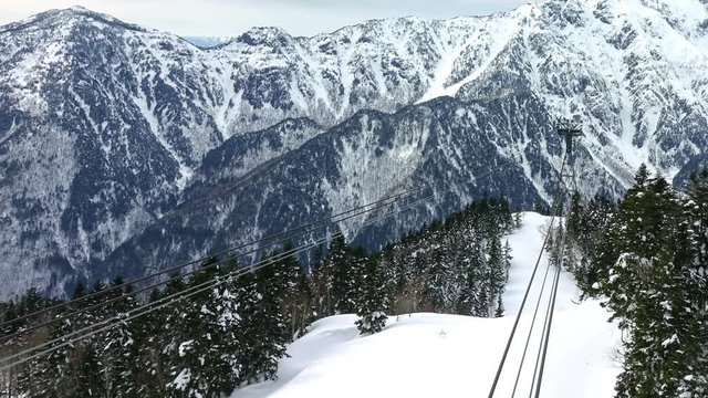 Timelaps shot : Shinhotaka Ropeway, Cable car station, Takayama Gifu, Japan