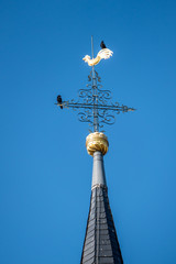 Krähen auf Kirchturmspitze