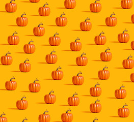 Autumn orange pumpkins on an orange background
