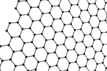 Hexagons line and ball background 3D illustration.