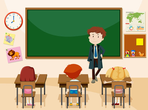Teacher and students classroom scene