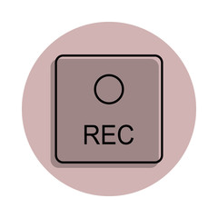 record button icon in badge style. One of Media, Press collection icon can be used for UI, UX