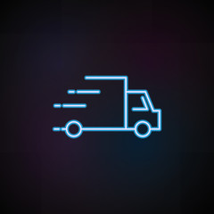 fast truck icon in neon style. One of Speed collection icon can be used for UI, UX