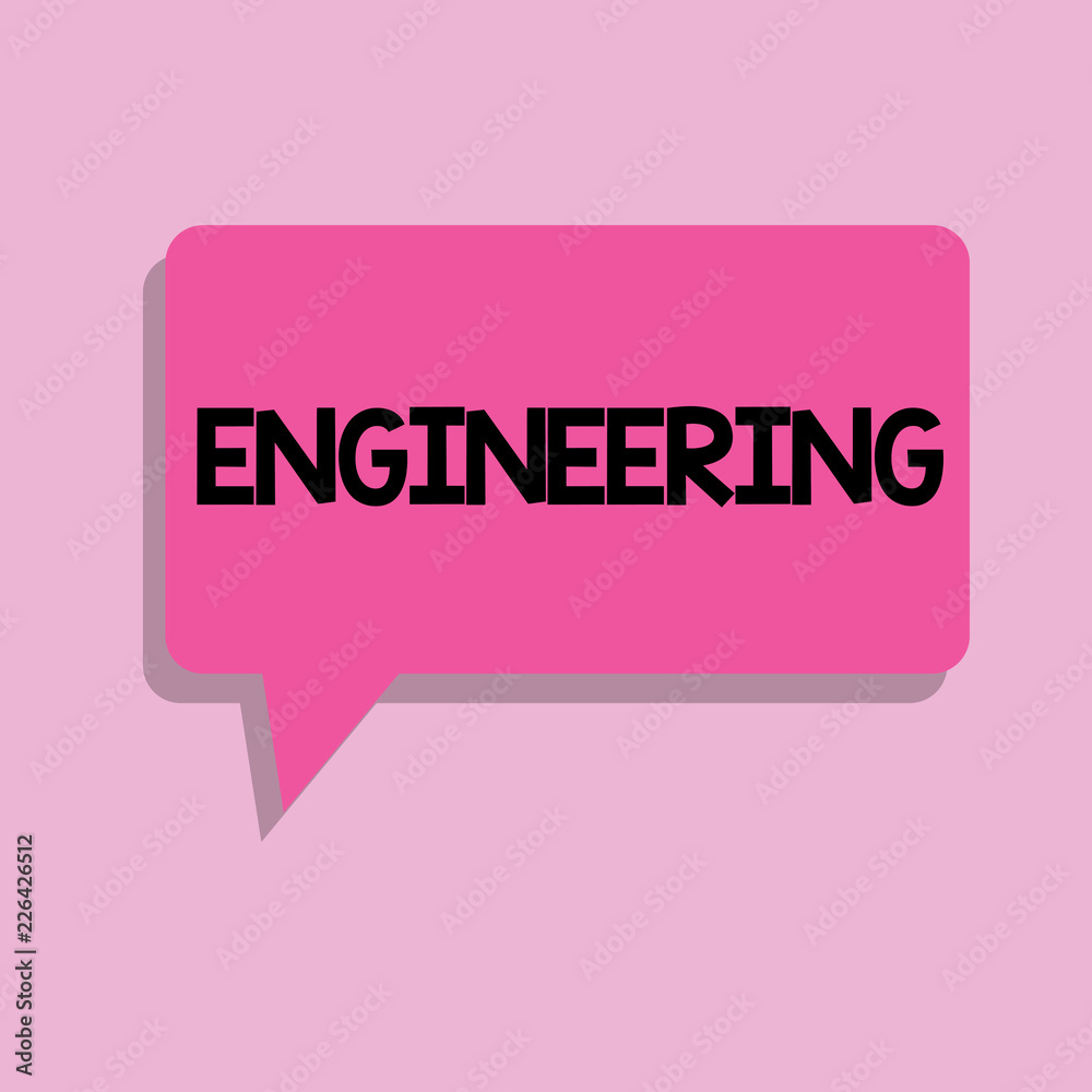 Poster handwriting text engineering. concept meaning science concerned with design building use of engines 