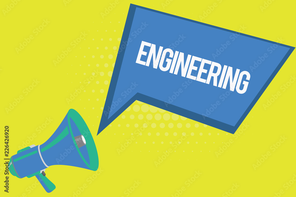 Poster word writing text engineering. business concept for science concerned with design building use of en