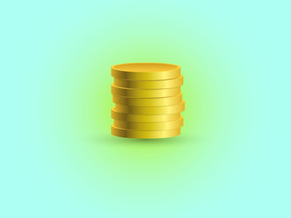 A set of gold dinar coins focusing on blue background meaning wealth and economic stability vector illustration