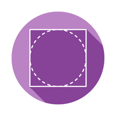 Obraz premium circle in a rectangle icon in long shadow style. One of Geometric figures collection icon can be used for UI, UX