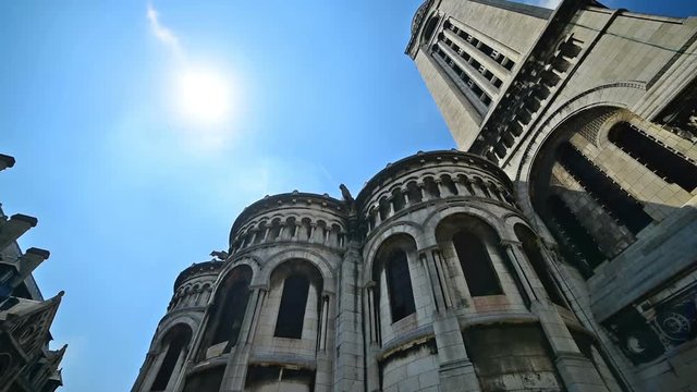 World famous Sacre Coeur cathedral under a shining sun