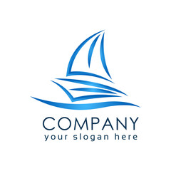 Line ship logo template, Vector illustration on white background.