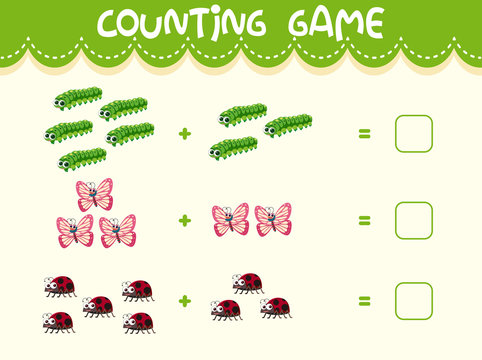 Insect math counting worksheet