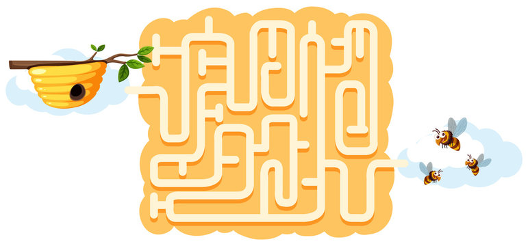 Bee find beehive maze game