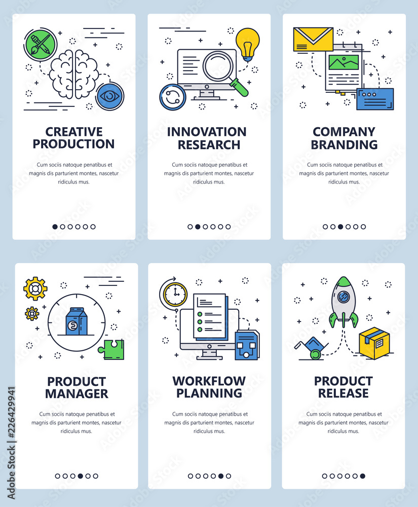 Canvas Prints vector web site linear art onboarding screens template. business product management and release plan