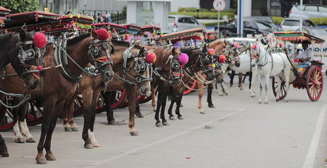 Fototapeta na wymiar Bendi - Traditional Transportation From Bukittinggi, West Sumatera, Indonesia