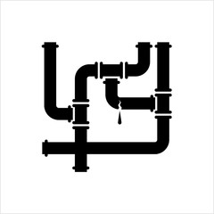 Broken Pipe Icon, Leakage In Pipe