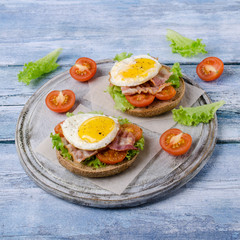 Traditional sandwich with fried bacon