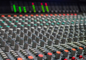 Control board in the sound studio