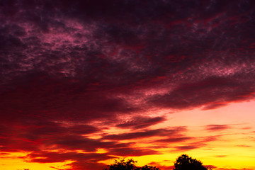 colorful dramatic sky with cloud at sunset