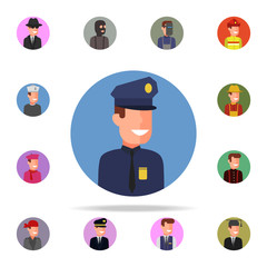 colored avatar of policeman icon. Avatar icons universal set for web and mobile