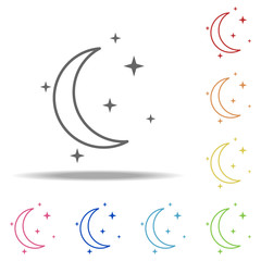 crescent moon and stars icon. Elements of Camping in multi colored icons. Simple icon for websites, web design, mobile app, info graphics