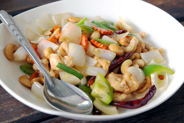 Fried chicken with cashew nuts and Thailand.