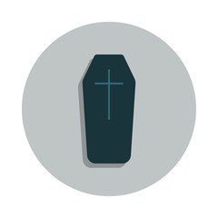 coffin with a cross icon in badge style. One of web collection icon can be used for UI, UX