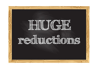 Obraz premium Huge reductions blackboard notice Vector illustration for design
