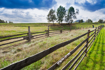 Fototapeta na wymiar pasturages and meadows near Vysoka Lipa, Jetrichovice region, Czech Switzerland, Czech republic