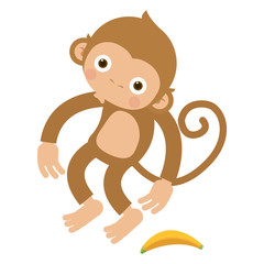 Obraz premium Monkey pose flat vector cartoon