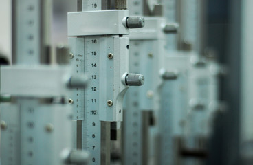 Close up of measurement equipment known as vernier height gauge