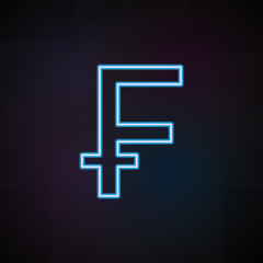 Fototapeta premium sign of franc icon in neon style. One of Mobile banking collection icon can be used for UI, UX