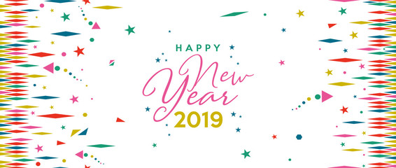 Happy New Year 2019 holiday color web banner