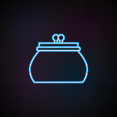 purse icon in neon style. One of Mobile banking collection icon can be used for UI, UX
